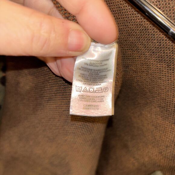 Ann Taylor Open Front Cardigan Green Cheetah Print LP Petite Long Sleeve Stretch - Picture 5 of 12